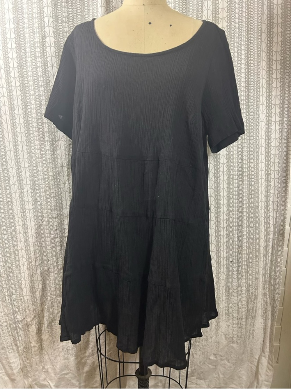 ellos Black Ribbed Short-Sleeve Tunic Top